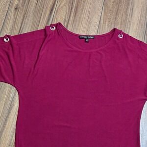 Always Indigo Women's Wine Color Cold Shoulder Cutout Sleeve Top Shirt Size S